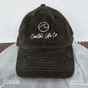 Coastal Life Co Hat Cap Strap Back Corduroy Embroidered Wave Good Vibes Unisex